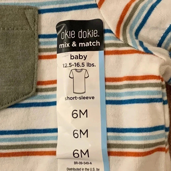 Okie Dokie Baby Crew Neck Striped Shirt 6 Months - Picture 5 of 5